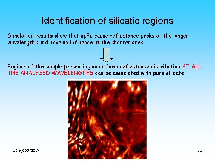 Identification of silicatic regions Simulation results show that np. Fe cause reflectance peaks at