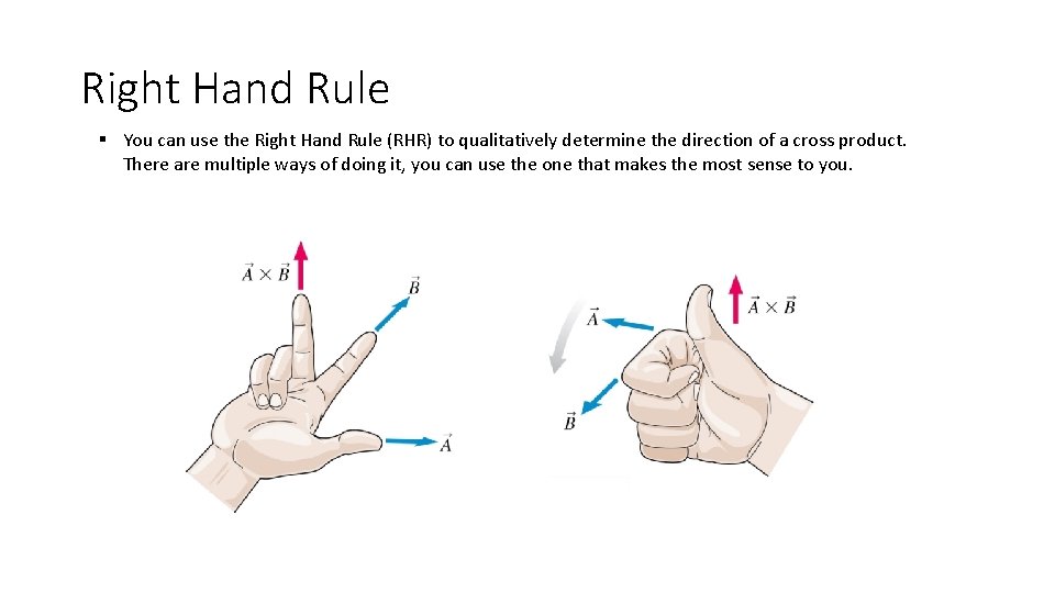 Right Hand Rule § You can use the Right Hand Rule (RHR) to qualitatively