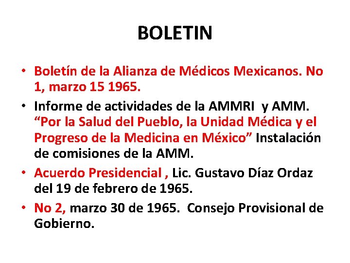 BOLETIN • Boletín de la Alianza de Médicos Mexicanos. No 1, marzo 15 1965. BOLETIN • Boletín de la Alianza de Médicos Mexicanos. No 1, marzo 15 1965.