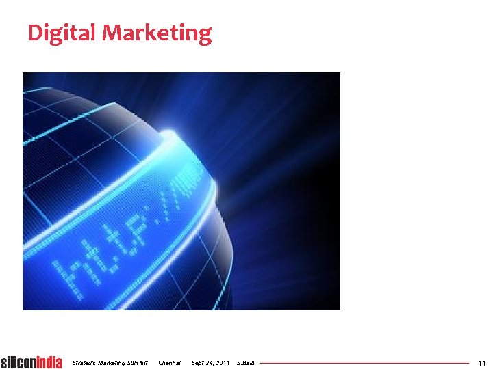 Digital Marketing Strategic Marketing Summit Chennai Sept 24, 2011 S. Balu 11 
