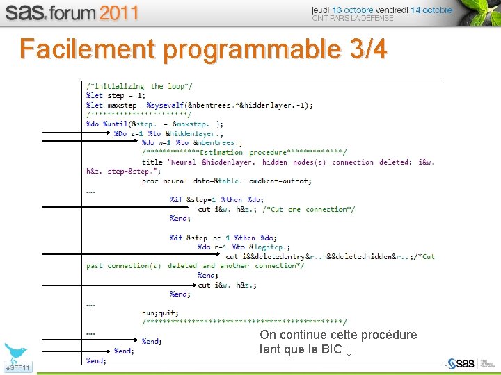 Facilement programmable 3/4 On continue cette procédure tant que le BIC ↓ 