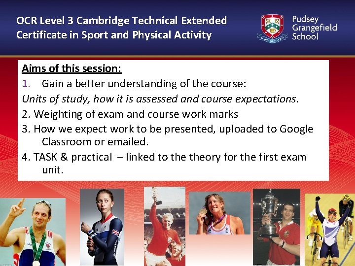 OCR Level 3 Cambridge Technical Extended Certificate in Sport and Physical Activity Aims of