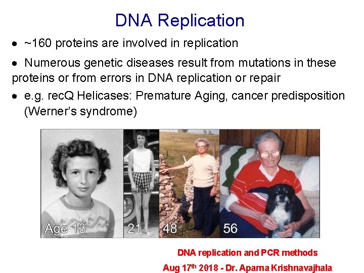 DNA Replication · ~160 proteins are involved in replication · Numerous genetic diseases result