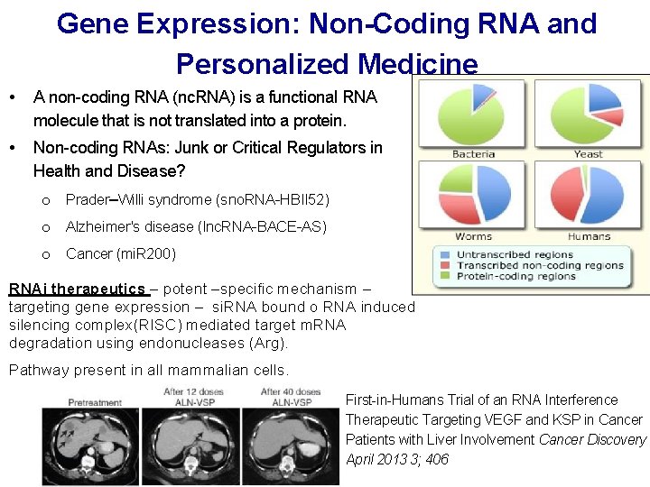 Gene Expression: Non-Coding RNA and Personalized Medicine • A non-coding RNA (nc. RNA) is