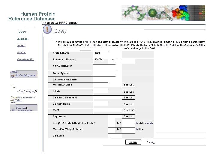  Human Protein Reference Database • r • Query Browse Blast You are at: