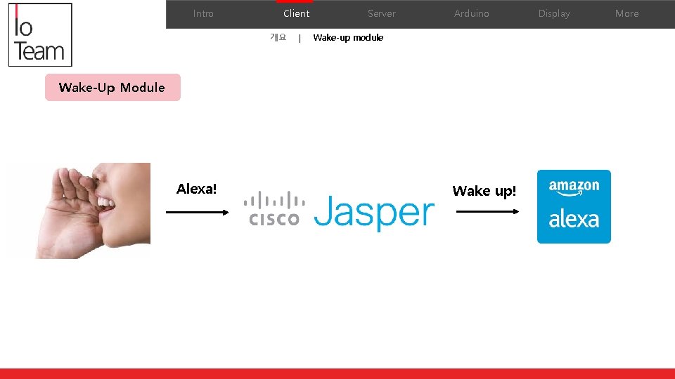 Intro Client 개요 이름 나이 | Server Arduino Wake-up module 나이 Wake-Up Module 역할