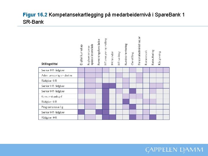 Figur 16. 2 Kompetansekartlegging på medarbeidernivå i Spare. Bank 1 SR-Bank 