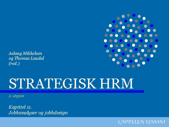 Aslaug Mikkelsen og Thomas Laudal (red. ) STRATEGISK HRM 2. utgave Kapittel 11. Jobbanalyser