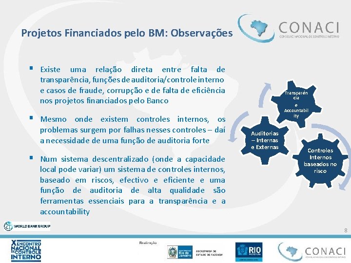 Projetos Financiados pelo BM: Observações § Existe uma relação direta entre falta de transparência, Projetos Financiados pelo BM: Observações § Existe uma relação direta entre falta de transparência,