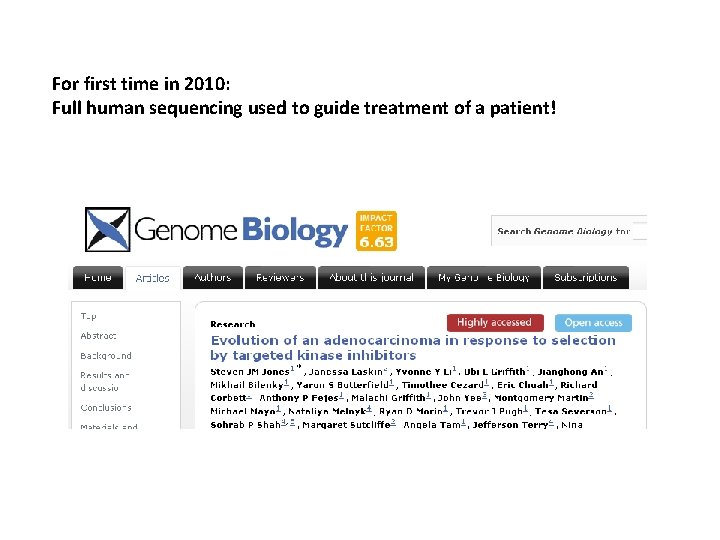 For first time in 2010: Full human sequencing used to guide treatment of a