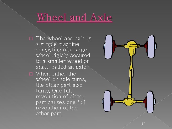 Wheel and Axle The wheel and axle is a simple machine consisting of a