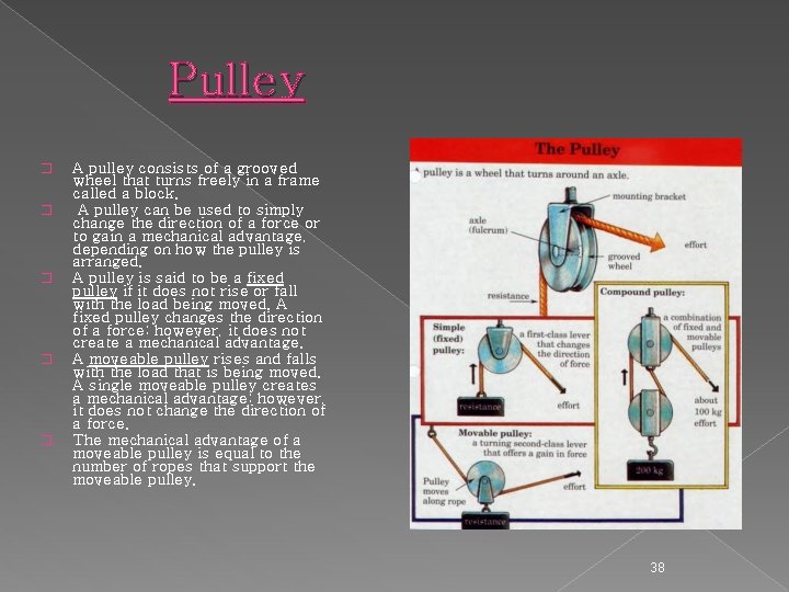 Pulley � � � A pulley consists of a grooved wheel that turns freely