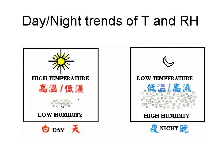 Day/Night trends of T and RH 
