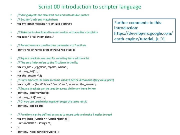 Script 00 introduction to scripter language • • • // String objects can also