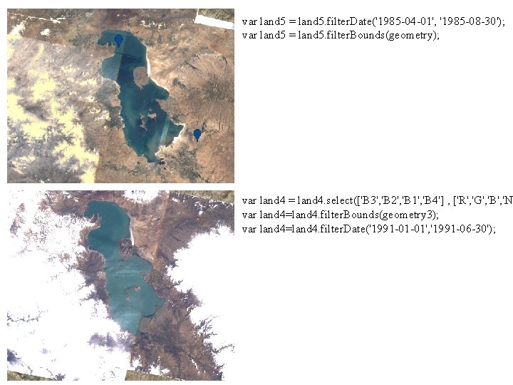 var land 5 = land 5. filter. Date('1985 -04 -01', '1985 -08 -30'); var