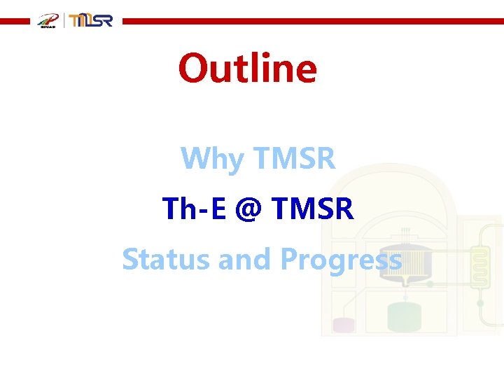 Outline Why TMSR Th-E @ TMSR Status and Progress 
