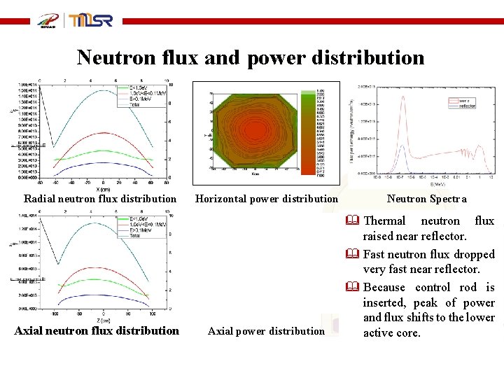 Neutron flux and power distribution Radial neutron flux distribution Axial neutron flux distribution Horizontal