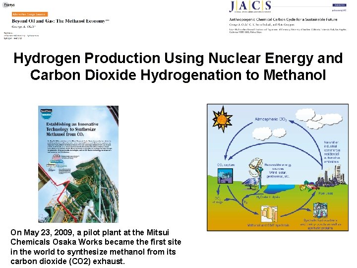 Hydrogen Production Using Nuclear Energy and Carbon Dioxide Hydrogenation to Methanol On May 23,