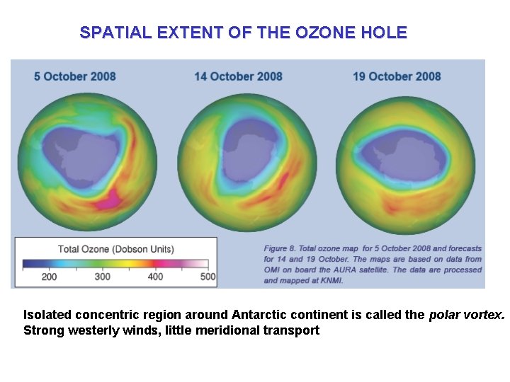 SPATIAL EXTENT OF THE OZONE HOLE Isolated concentric region around Antarctic continent is called