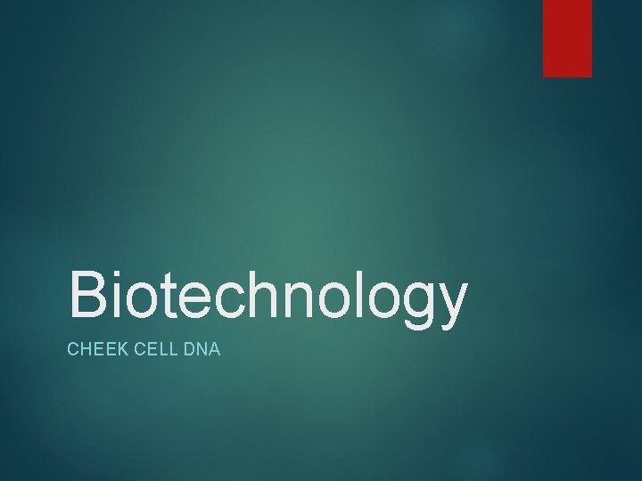 Biotechnology CHEEK CELL DNA 