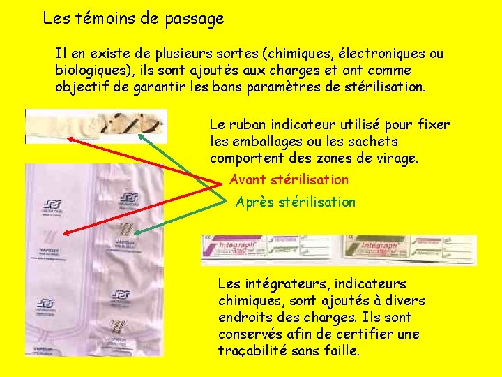 Les témoins de passage Il en existe de plusieurs sortes (chimiques, électroniques ou biologiques),