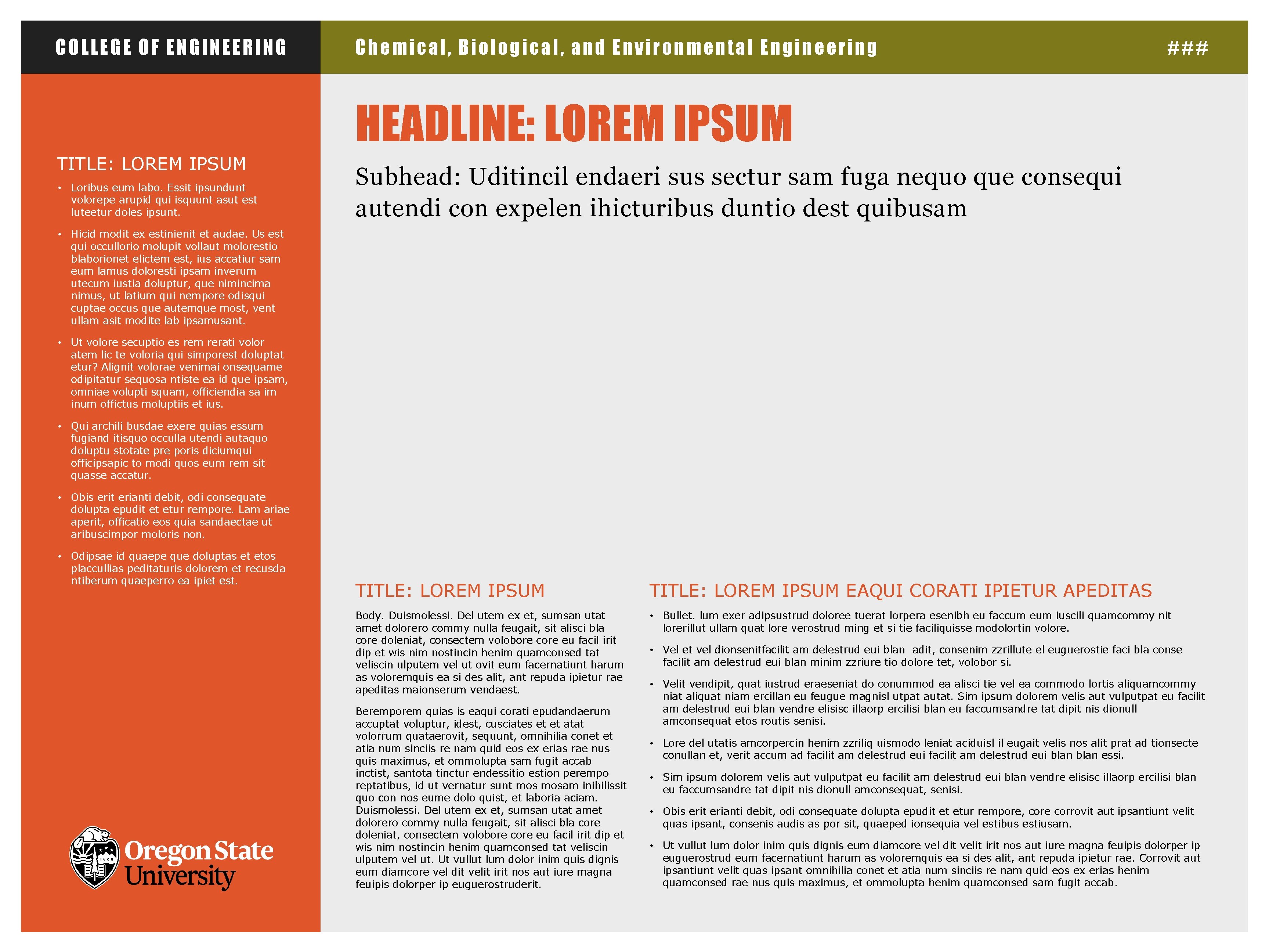 COLLEGE OF ENGINEERING Chemical, Biological, and Environmental Engineering ### HEADLINE: LOREM IPSUM TITLE: LOREM