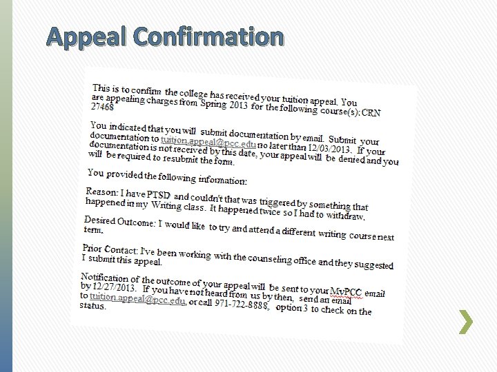 Appeal Confirmation Appeal Confirmation