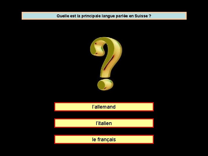 Quelle est la principale langue parlée en Suisse ? l’allemand l’italien le français 