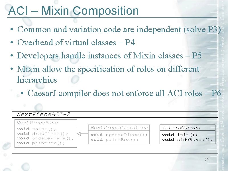 ACI – Mixin Composition ____________________________ • • Common and variation code are independent (solve