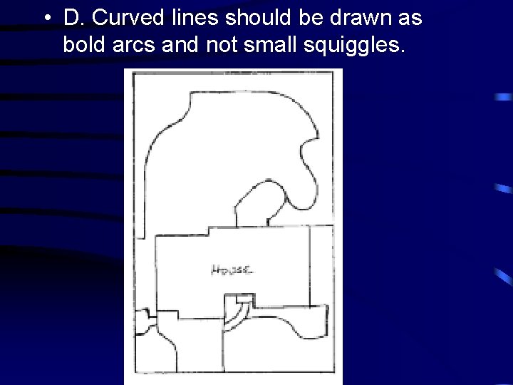  • D. Curved lines should be drawn as bold arcs and not small