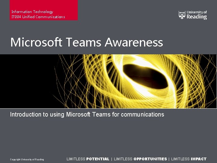 Information Technology IT 004 Unified Communications Microsoft Teams