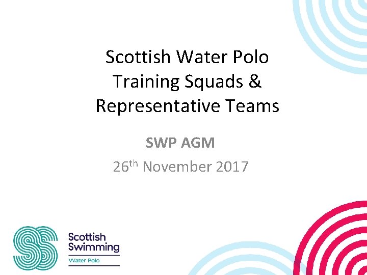 Scottish Water Polo Training Squads & Representative Teams SWP AGM 26 th November 2017