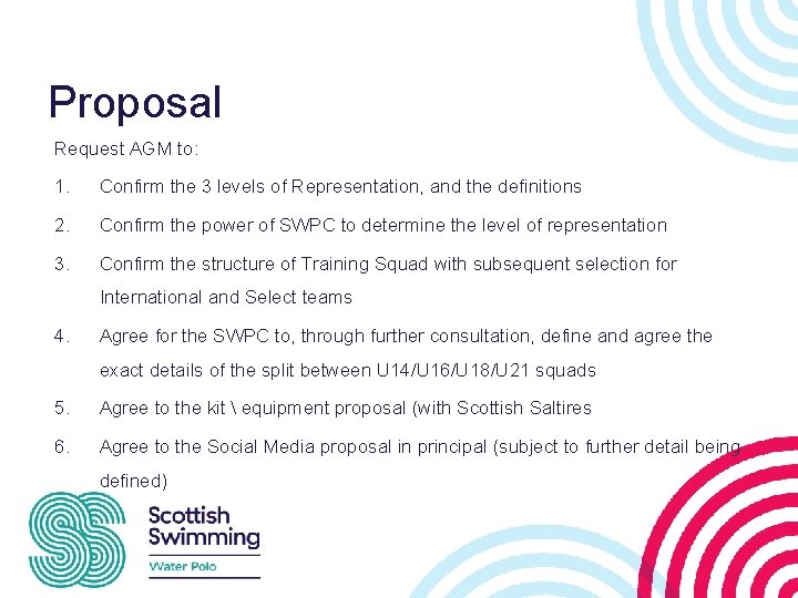Proposal Request AGM to: 1. Confirm the 3 levels of Representation, and the definitions