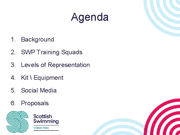 Agenda 1. Background 2. SWP Training Squads 3. Levels of Representation 4. Kit 