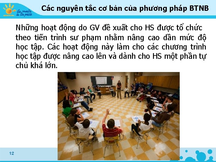 Các nguyên tắc cơ bản của phương pháp BTNB Những hoạt động do GV Các nguyên tắc cơ bản của phương pháp BTNB Những hoạt động do GV