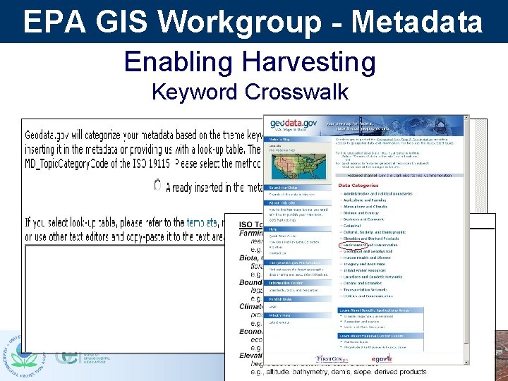 EPA GIS Workgroup - Metadata Enabling Harvesting Keyword Crosswalk EPA GIS Workgroup - Metadata Enabling Harvesting Keyword Crosswalk