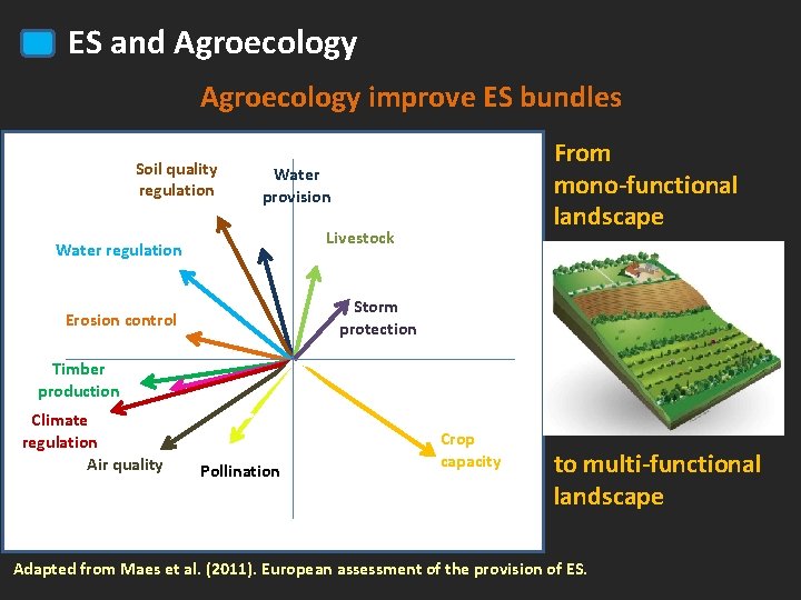 ES and Agroecology improve ES bundles Soil quality regulation From mono-functional landscape Water provision