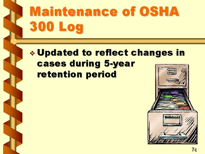 Maintenance of OSHA 300 Log v Updated to reflect changes in cases during 5