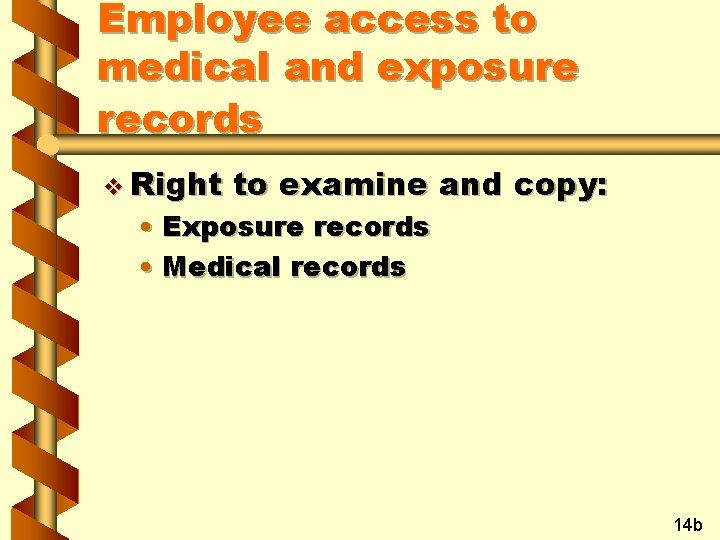 Employee access to medical and exposure records v Right to examine and copy: •