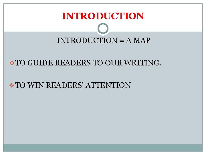 INTRODUCTION = A MAP v TO GUIDE READERS TO OUR WRITING. v TO WIN