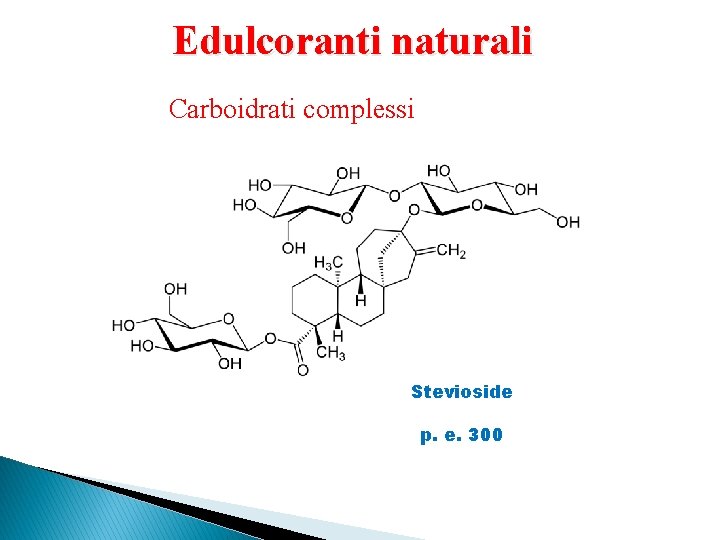 Edulcoranti naturali Carboidrati complessi Stevioside p. e. 300 