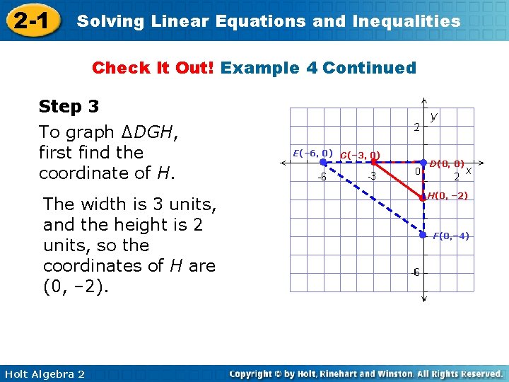 2 -1 Solving Linear Equations and Inequalities Check It Out! Example 4 Continued Step
