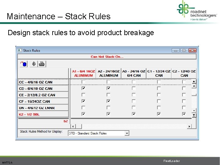 Maintenance – Stack Rules Design stack rules to avoid product breakage MKT 72 A