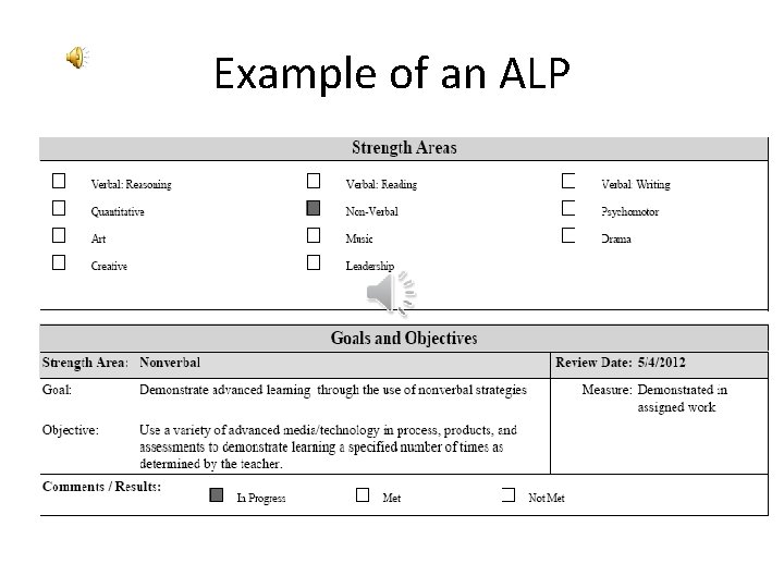 Example of an ALP 