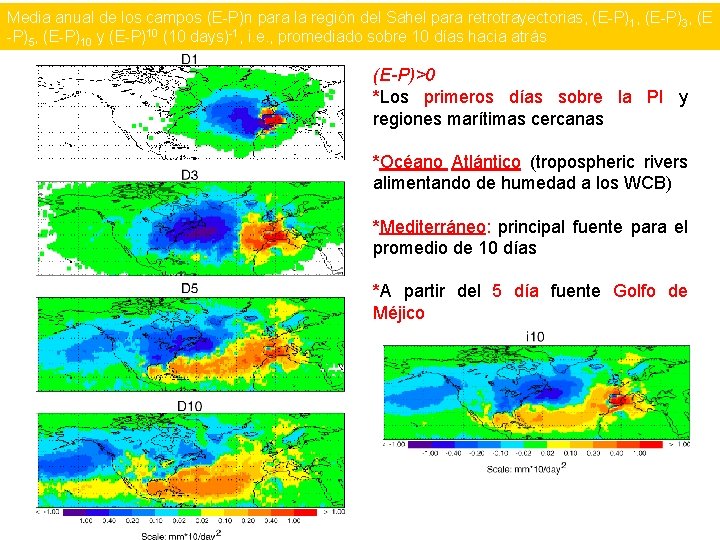 Media anual de los campos (E-P)n para la región del Sahel para retrotrayectorias, (E-P)1,