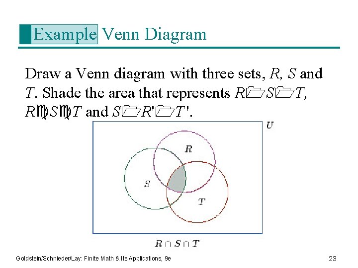 Example Venn Diagram Draw a Venn diagram with three sets, R, S and T.