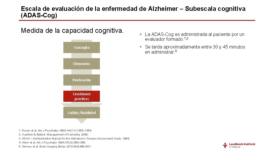 Escala de evaluación de la enfermedad de Alzheimer – Subescala cognitiva (ADAS-Cog) Medida de