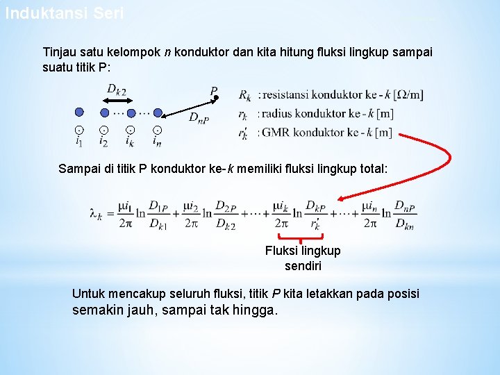 Induktansi Seri Fluksi Bersama Tinjau satu kelompok n konduktor dan kita hitung fluksi lingkup Induktansi Seri Fluksi Bersama Tinjau satu kelompok n konduktor dan kita hitung fluksi lingkup