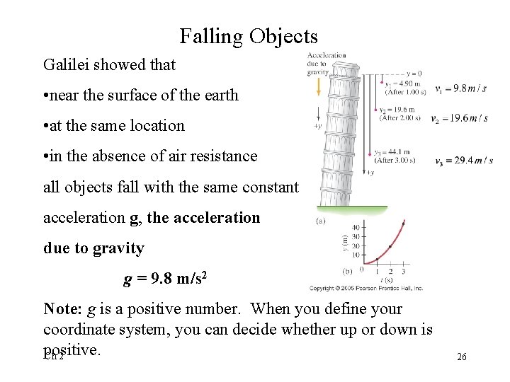 Falling Objects Galilei showed that • near the surface of the earth • at Falling Objects Galilei showed that • near the surface of the earth • at