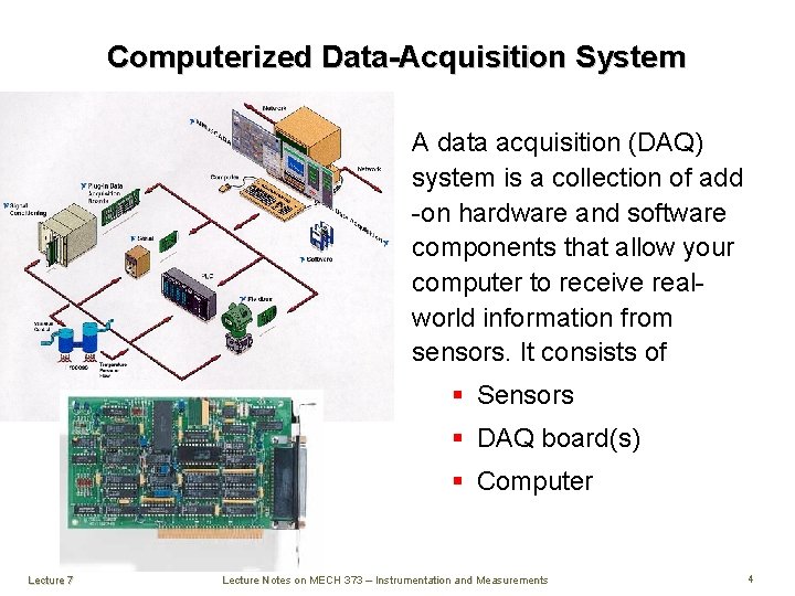 Computerized Data-Acquisition System A data acquisition (DAQ) system is a collection of add -on